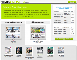 The Times' e-paper site 2Jan2010